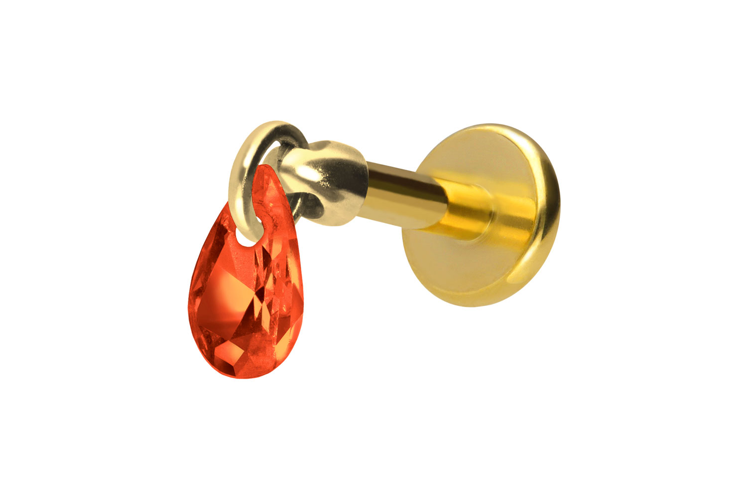 Titan Labret Piercing mit Innengewinde KRISTALLTROPFEN